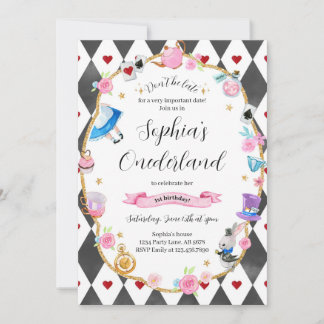 Alice in Onederland 1e Verjaardag Zwart Kaart
