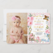 Alice in Onederland 1st Birthday Tea Party Kaart (Voorkant)