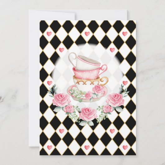 Alice in Onederland Birthday Party Hartelijk dank Kaart (Achterkant)