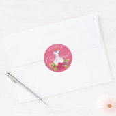 Alice in Onederland Bloemen & Blauwe Jurk Verjaard Ronde Sticker (Envelop)
