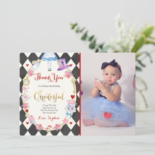 Alice in ONEderland Dank je wel Alice Dank je Kaart (Staand voorkant)