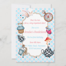 Alice in Onederland Eerste Verjaardag Uitnodiging