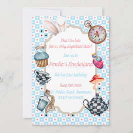 Alice in Onederland Eerste Verjaardag Uitnodiging