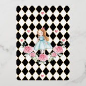 Alice in Onederland Mad Tea Party 1st Birthday Folie Uitnodiging (Achterkant)