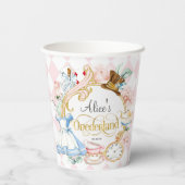 Alice in Onederland, meisje 1 verjaardag Papieren  Papieren Bekers (Achterkant)