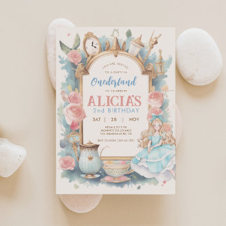 Alice in Onederland Tea Party uitnodiging