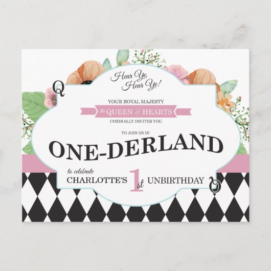 Alice in Onederland - uitnodiging tot het Briefkaa (Voorkant)