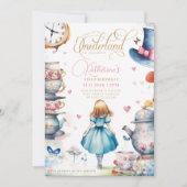 Alice in Onederland Verjaardag Tea Party Kaart (Voorkant)