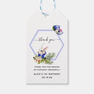 Alice in ONEderland verjaardagsfeestje Dank u Cadeaulabel