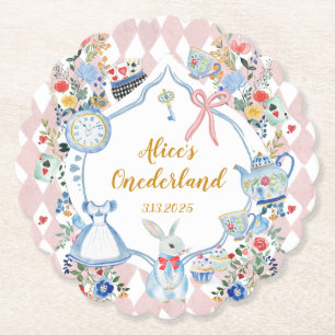 Alice in Onederland Whimsical Verjaardag Kartonnen Onderzetters