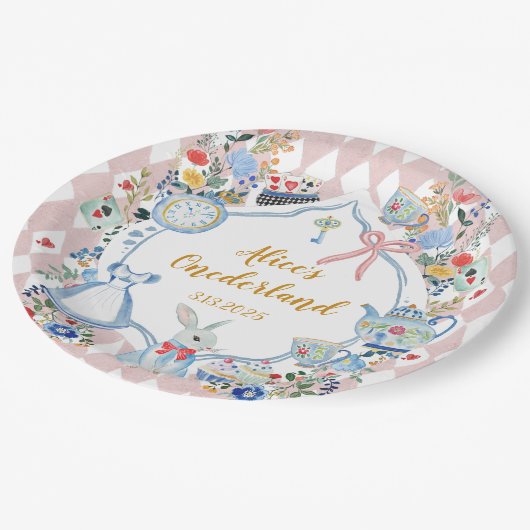 Alice in Onederland Whimsical Verjaardag Papieren Bordje (Gekanteld)