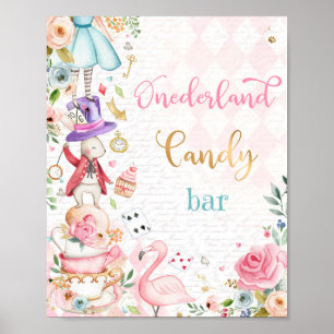 Alice in Onederland Wonderland Snoep Bar Sign Poster
