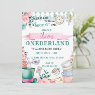 Alice in Onederland Wonderland Uitnodiging tot ver