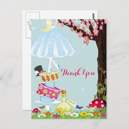 Alice in Sprookjesland dankt u Briefkaarten (Voorkant / Achterkant)