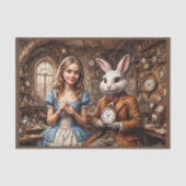 Alice in the Wonderland ontmoet het witte konijn Tissuepapier (Voorkant)