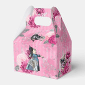 Alice in Winter Wonderland op roze gestreept Bedankdoosjes (Achterkant)