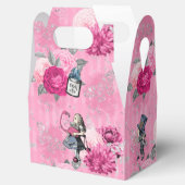 Alice in Winter Wonderland op roze gestreept Bedankdoosjes (Geopend)