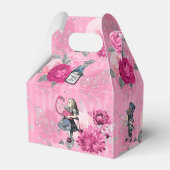 Alice in Winter Wonderland op roze gestreept Bedankdoosjes (Voorkant Zijde)