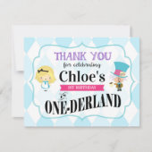 Alice in Wonderland 1e verjaardag Hartelijk dank Bedankkaart (Voorkant)