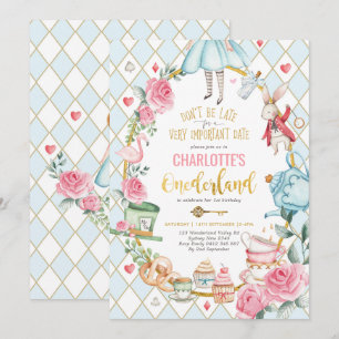 Alice in Wonderland 1e verjaardag Mad Tea Party Kaart