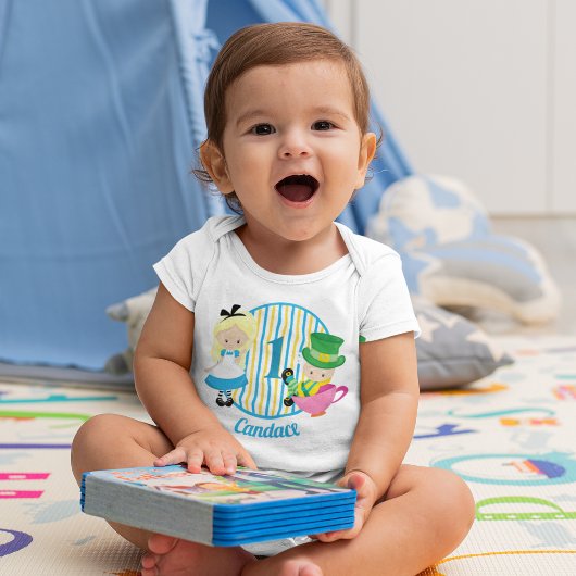 Alice in Wonderland 1st Birthday Cute Custom Romper
