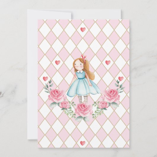 Alice in Wonderland 1st Birthday Onederland Party Kaart (Achterkant)