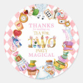 Alice in Wonderland 2nd birthday Thank You Sticker (Devant)