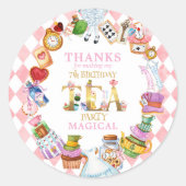 Alice in Wonderland 7th birthday Thank You Sticker (Devant)