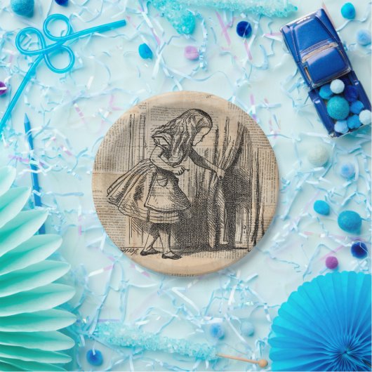 Alice in Wonderland Alice Pulls Curtain Art Papieren Bordje (Feest)
