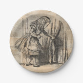 Alice in Wonderland Alice Pulls Curtain Art Papieren Bordje (Voorkant)