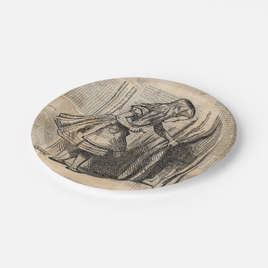 Alice in Wonderland Alice Pulls Curtain Art Papieren Bordje (Gekanteld)