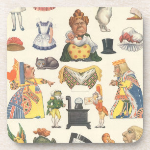 Alice in Wonderland, antieke Victoriaanse papieren Bier Onderzetter