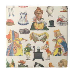 Alice in Wonderland, antieke Victoriaanse papieren Tegeltje