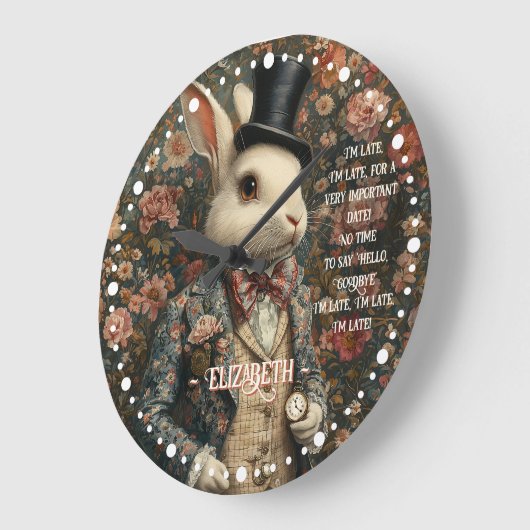 Alice in Wonderland Antieke Witte Konijn Grote Klok (Hoek)