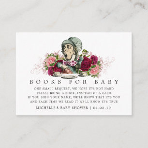 Alice in Wonderland Baby shower Book Request Informatiekaartje
