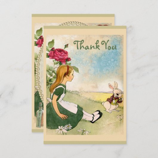Alice in Wonderland Baby shower Dank u wel Bedankkaart (Voorkant / Achterkant)