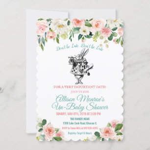 Alice in Wonderland Baby shower Invitation Kaart