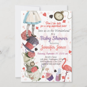 Alice in Wonderland Baby shower Invitation Kaart