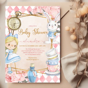 Alice in Wonderland Baby shower Kaart