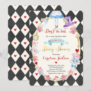 Alice in Wonderland Baby shower Kaart