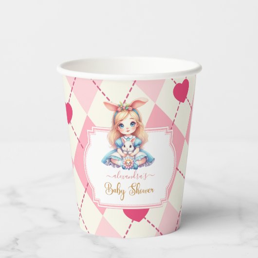 Alice in Wonderland Baby shower Papieren Bekers (Achterkant)