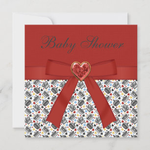 Alice in Wonderland Baby shower Red Tea Party Kaart