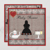 Alice in Wonderland Baby shower Tea Party nodigt u Kaart (Voorkant / Achterkant)