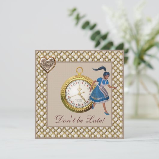 Alice in Wonderland Baby shower Tea Party nodigt u Kaart (Staand voorkant)