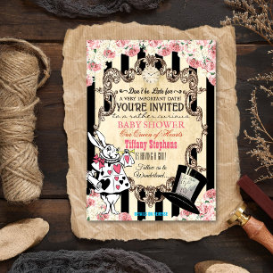 Alice in Wonderland baby shower uitnodiging