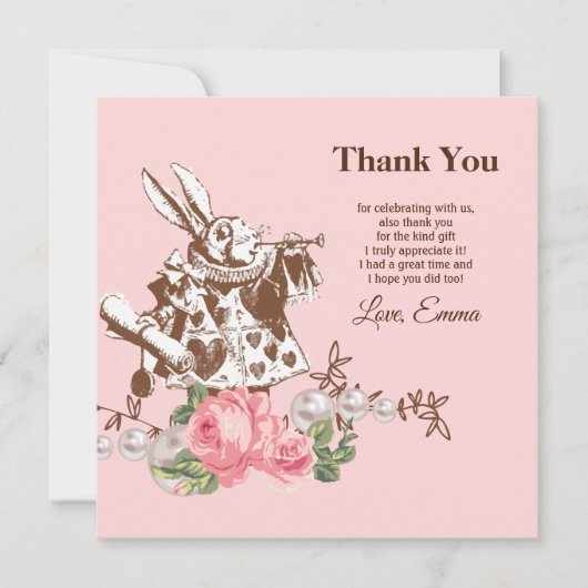 alice in wonderland bedankt kaart (Voorkant)