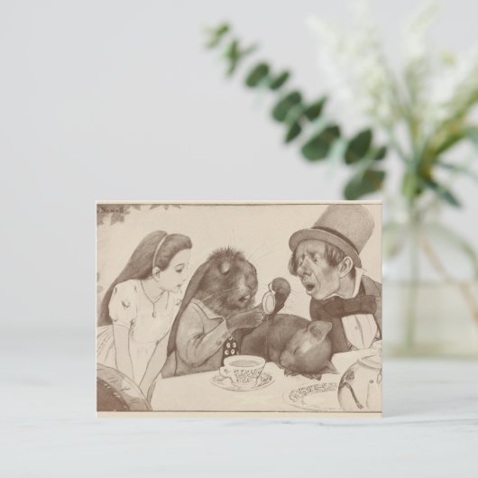 Alice in Wonderland, bij de Tea Table Briefkaart (Staand voorkant)