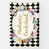Alice in Wonderland Birthday Banner, 1ste verjaard Spandoek (Verticaal)