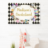 Alice in Wonderland Birthday Banner, 1ste verjaard Spandoek (Insitu)