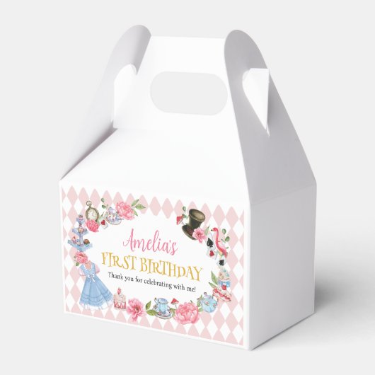 Alice in Wonderland Birthday Favor Box Bedankdoosjes (Voorkant Zijde)